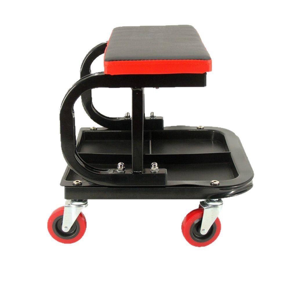 Multifunctional C-type Repair Stool with Wheels: Thick Leather Work Stool for Auto Repair, Beauty, and Car Wash