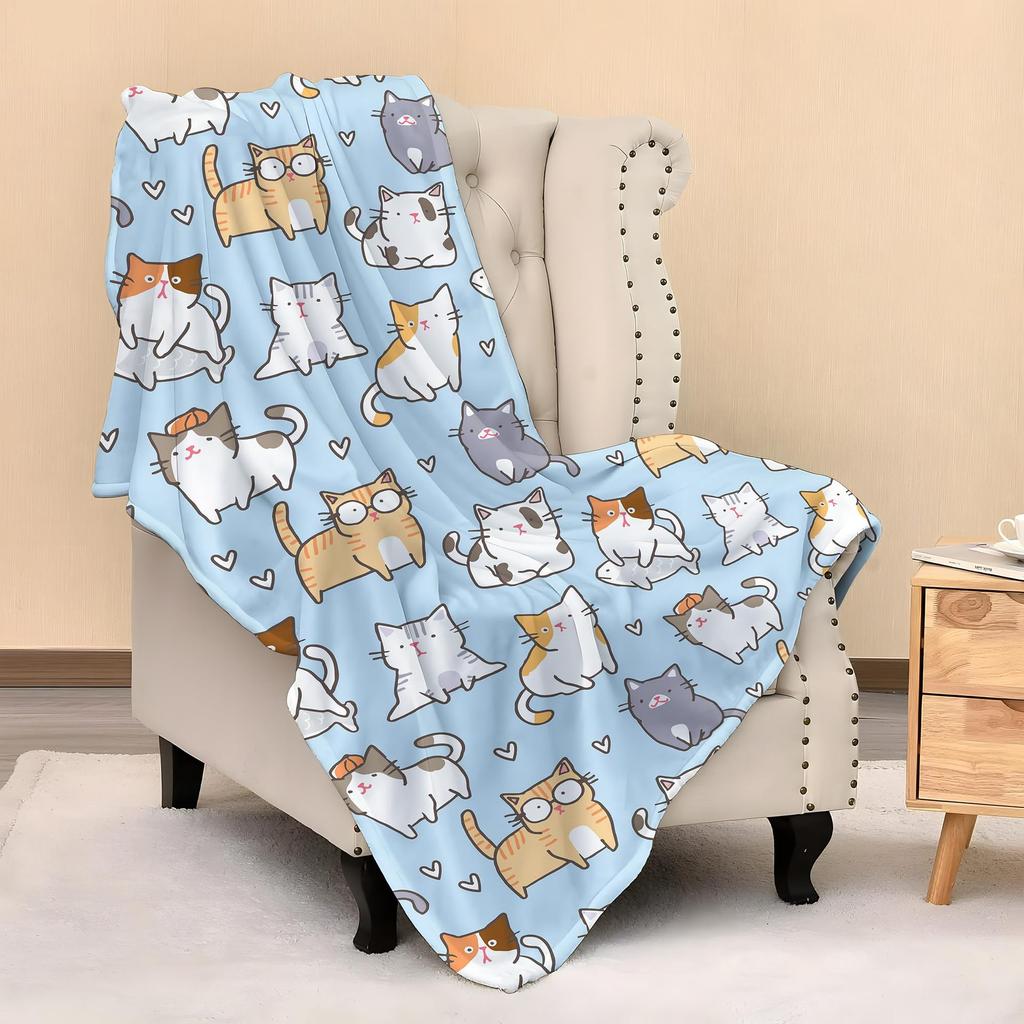 Cartoon animal patterns digital-printed polyester Bedroom velvet flannel soft sofa cover blanket Fleece cover blankets for beds
