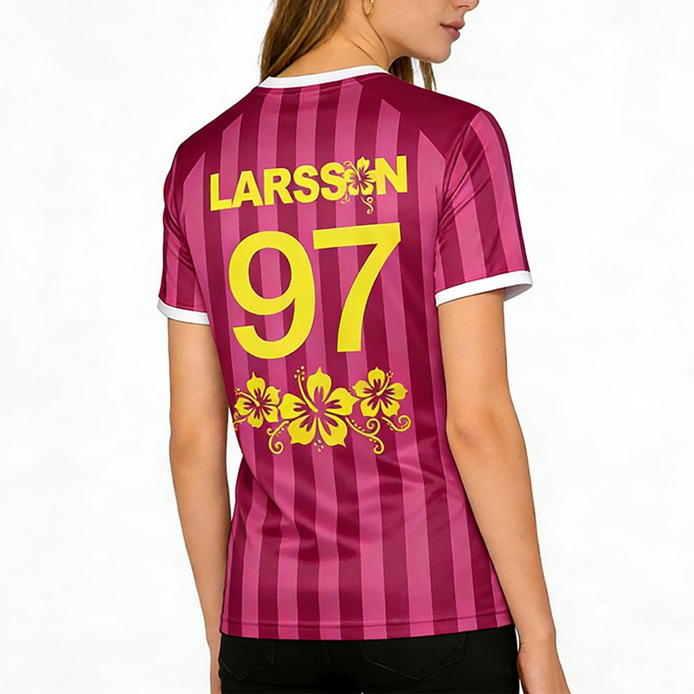 Zara Larsson Midnight Sun Pink Football Jersey Street Trendy Printed Unisex O-Neck T-Shirt Sports Quick-Drying Short-Sleeve Tees