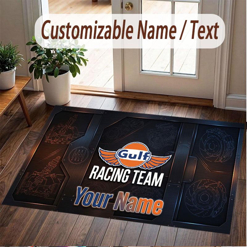 Custom Rug Gulf Pattern Print Name Text Soft Non‑Slip Floor Carpet for Home Indoor Decoration