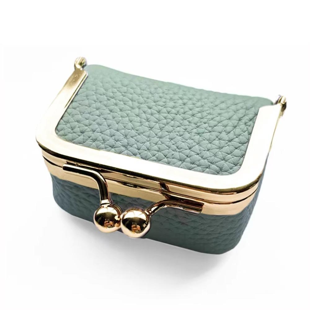 Bolso de cuero de PU para joyas, monedero de lujo, bolsa de cambio con cierre de beso portátil, bolsa de almacenamiento de joyas