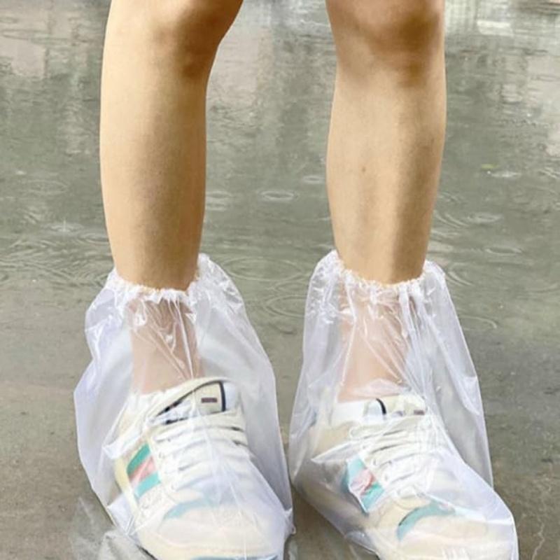 10Pcs Disposable Rain Shoe Covers Clear Waterproof Boot Protectors Mid High Tube Portable Anti Slip For Adults Outdoor