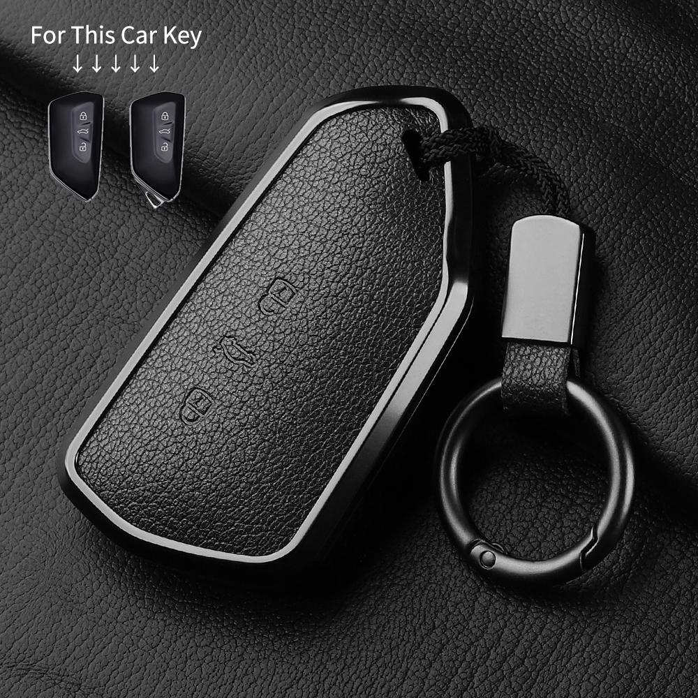 AAABP1 Goatskin Car Key Case Cover For Volkswagen Golf 8 MK8 ID.3 ID.4 Cupra Skoda Octavia A8 SEAT Leon MK4 2020 2021 Formentor Tarraco