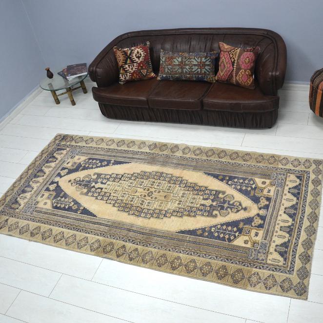 

4x9 Oushak Faded Rug, шерстяной ковер ручной работы