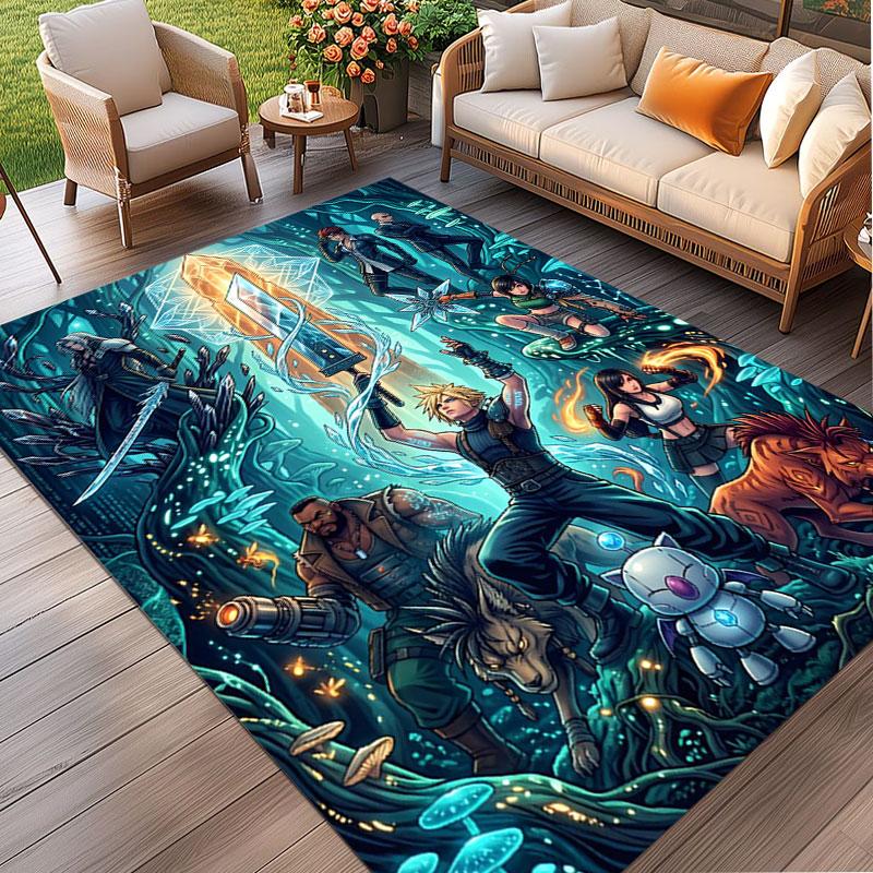 Final Fantasy Print Rug, Washable Floor Carpet, For Entryway Dorm Laundry Room Office Study, Home Decor Birthday Christmas Gift