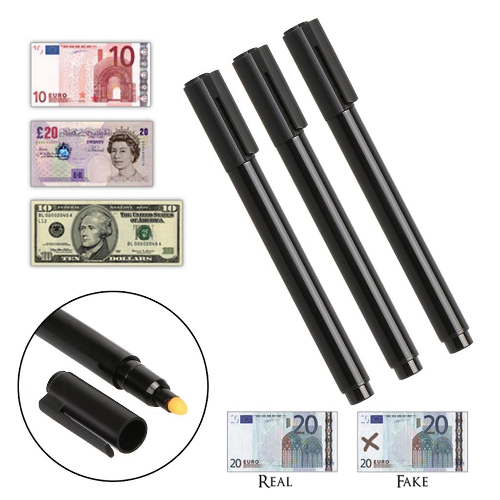 5-1PCBlack Plastic Fake Money Checker Pocket Size Counterfeits Money Detector Pen Portable for US Dollar Bill Euro Pound Yen Won