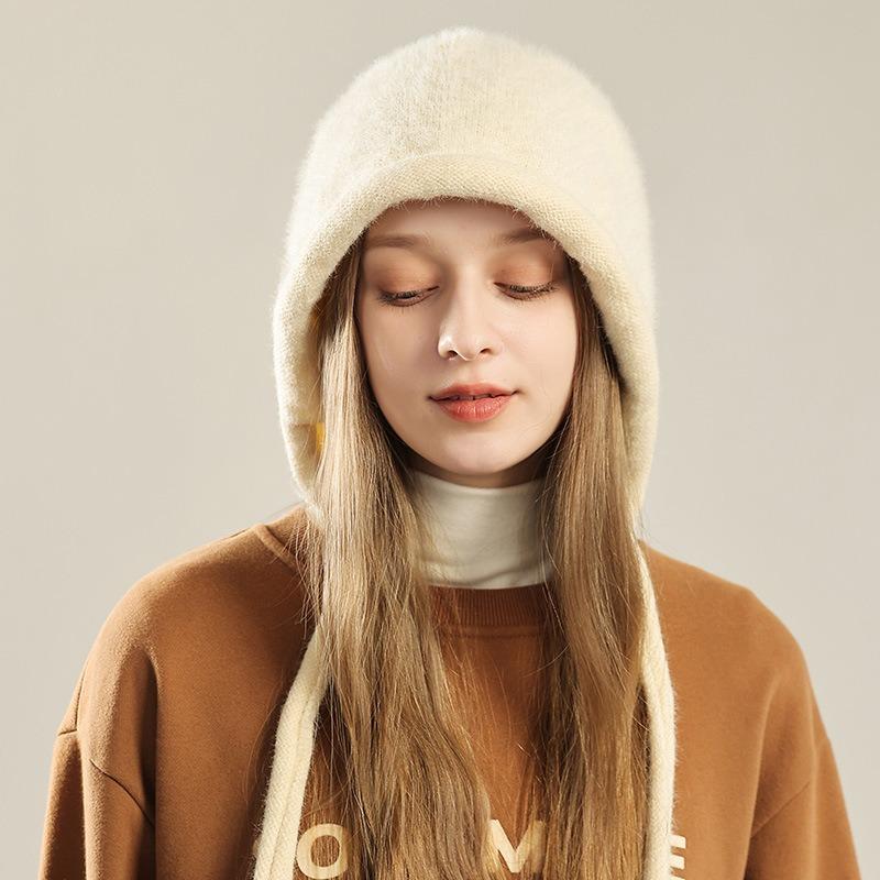 Imitation mink ear caps children's autumn and winter new fashionable versatile face small thickened warm knitted bag head cold hat