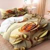 3Pcs Minimalist Modern Art Style 3D Golden Flower Down Duvet Cover Set, 1 * Duvet Cover + 2 * Pillowcases, No Insert, Golden