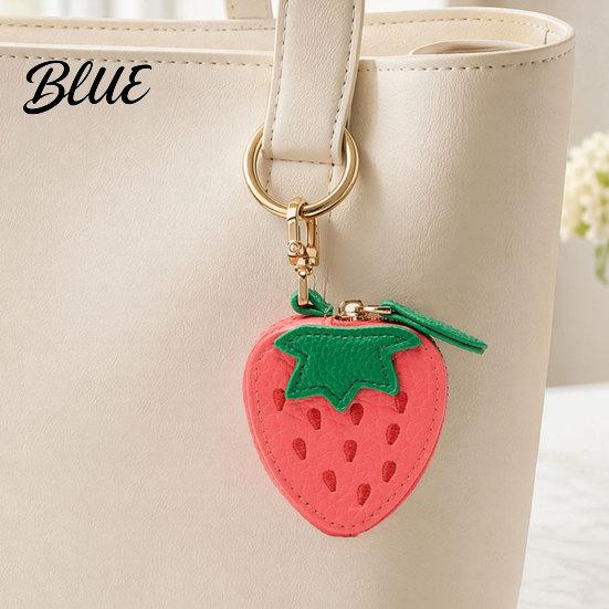 Headphone Case Pouch Faux Leather Coin Wallet Fruity Pattern Mini