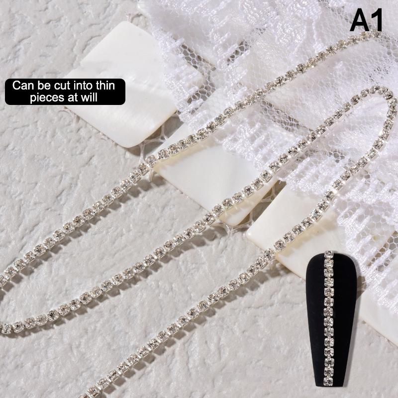 25Cm Long Luxury Crystal Chain Nail Charms Different Sizes Scalable Shinying Diamond Manicure Crystal Diy