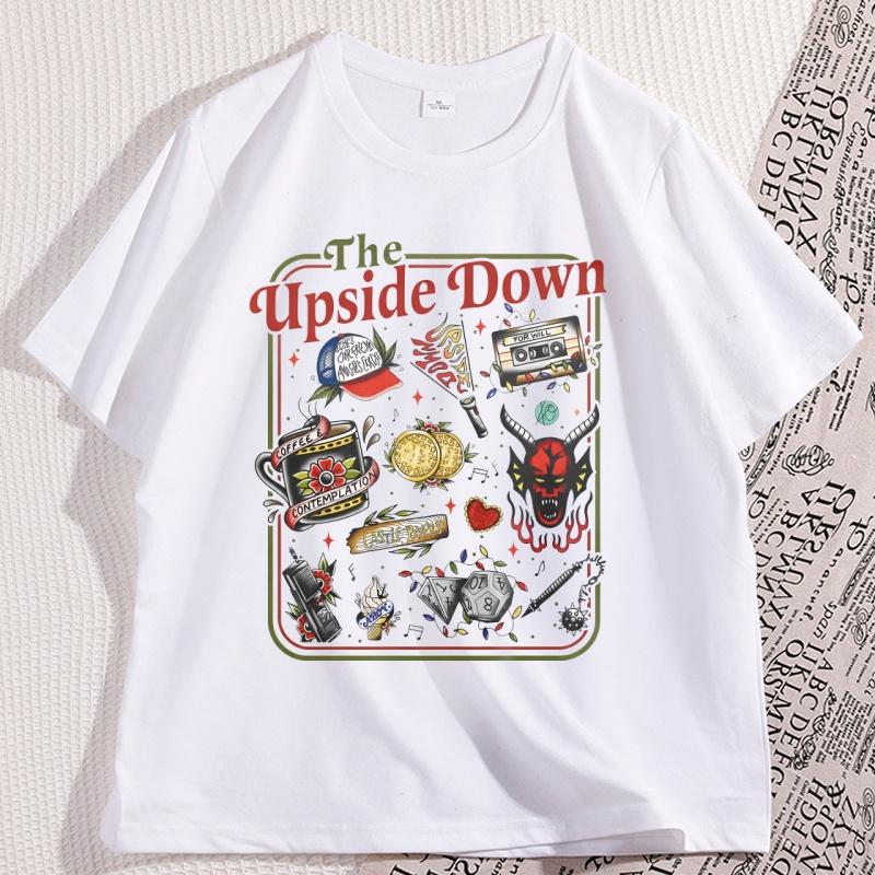 The Upside Down T Shirts for Man Woman Casual Cotton Short Sleeve Tshirt Round Neck Loose and Base Tshirt Graphic Tees
