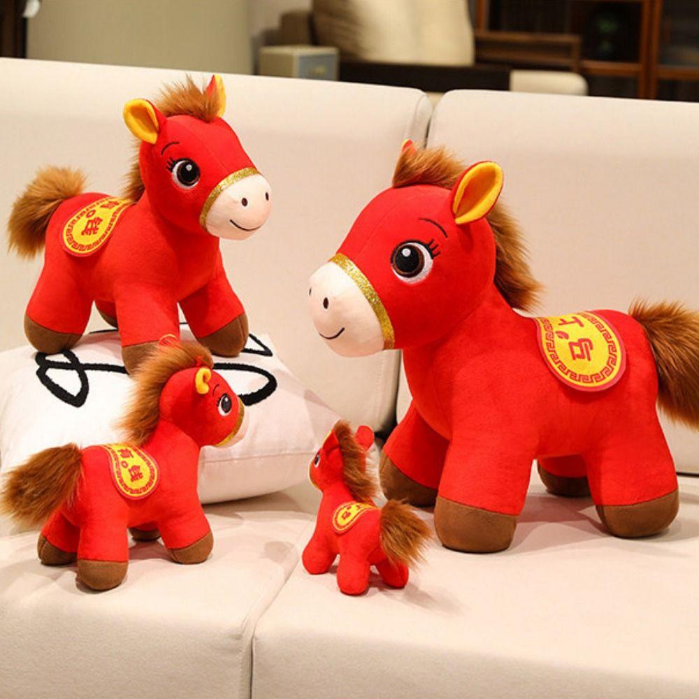 Soft Stuffed Plush Horse Doll 2026 Horse Year Pony Animal Toys Zodiac Horse Figurine  Car Decor
