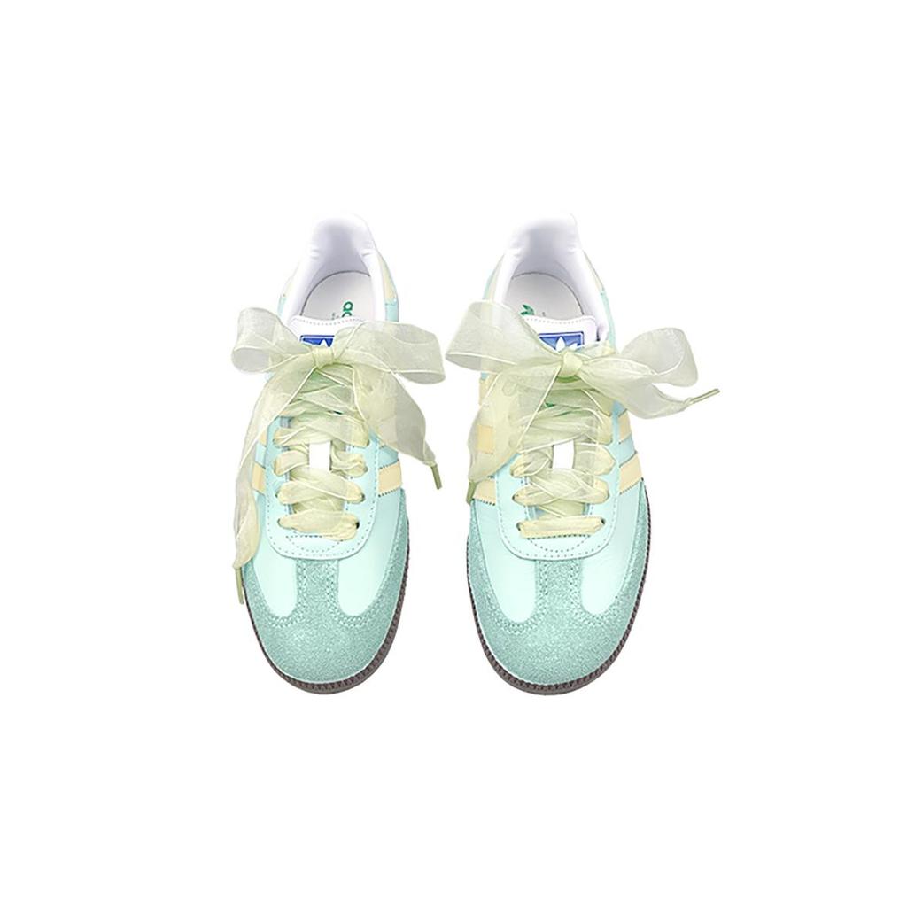 Adidas Originals SAMBA OG Abrasion Resistant Low top Skateboard Shoes Unisex Green Yellow IG1024(Team1311-)