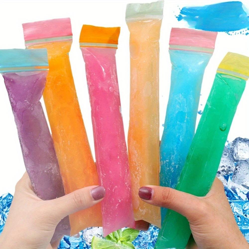 100pcs Summer Colorful Ice Cube Bags, Beverage & Cocktail Ice Cubes Bag, Self-Sealing Freezer Bags, Stackable Space-Saving for Summer Parties