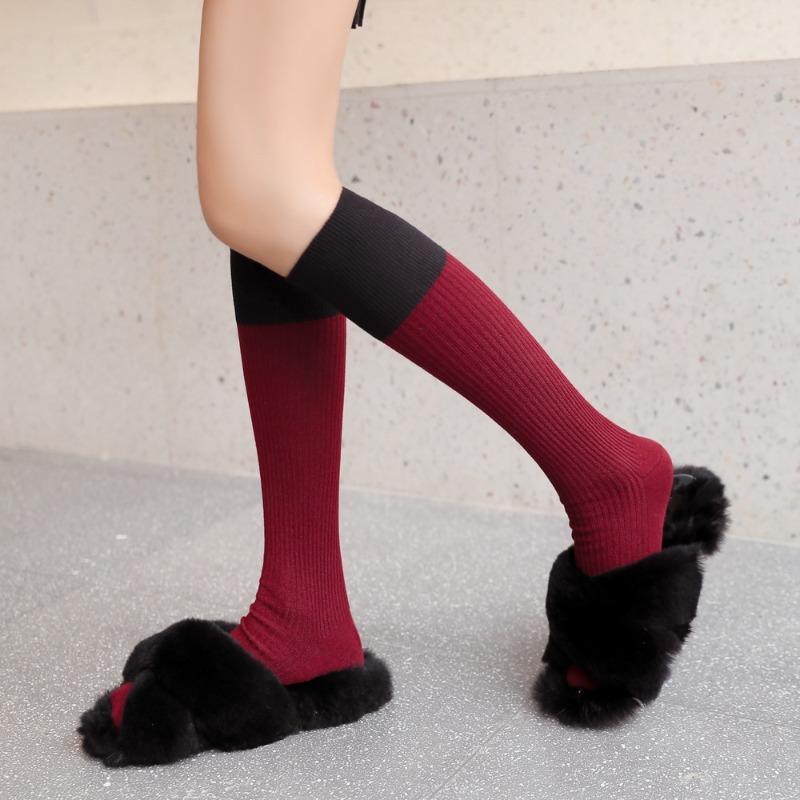 Vertical Knee-high Socks, Long Calf Socks, Solid Color Pile Socks, High Socks, Breathable