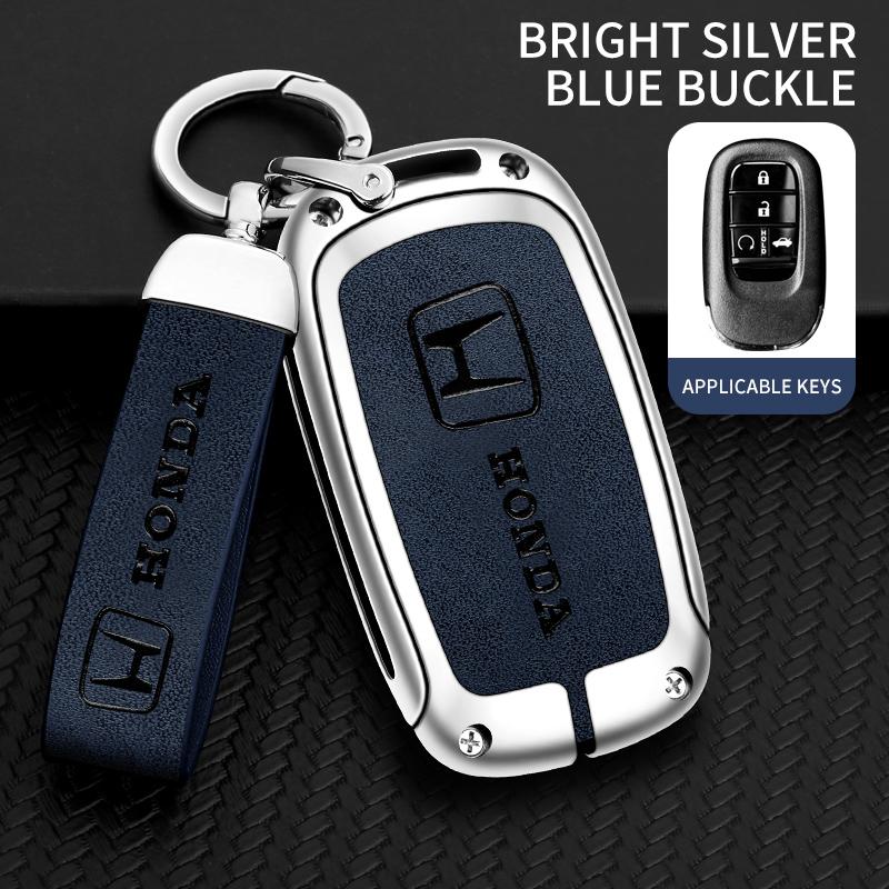 Leather Zinc Alloy Car Key Case Cover Protector Shell For Honda Civic N THS4 Accord HR-V CR-V CRV 11th 2022 2023 Keychain Accessories