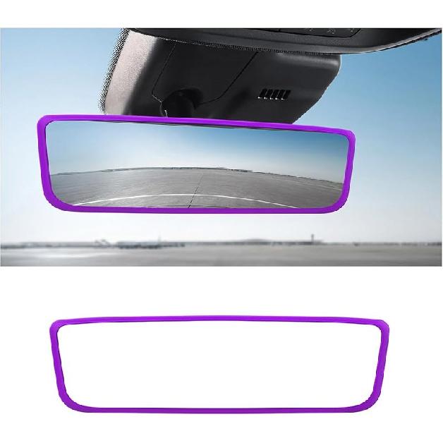 Car Rear View Mirror Protector Frame, Silicone Auto Rearview Mirror Protection Cover Compatible with Model 3/ Y, Interior Rear View Decoration Trim