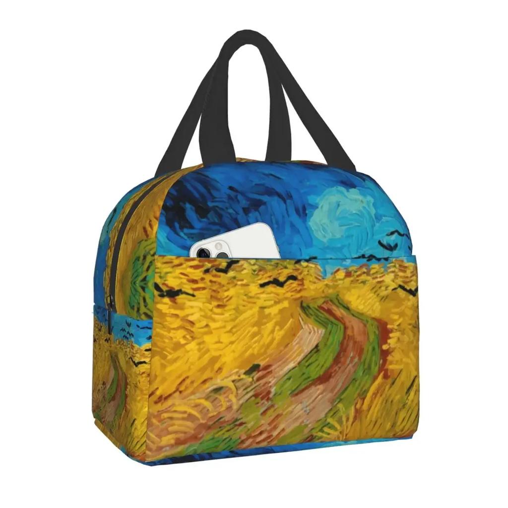 Insulated Lunch Tote Bag for Women School Portable Thermal Cooler Almond Blossoms Flowers Art Lunch Box
