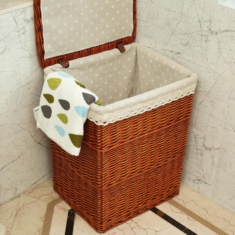 Woven Laundry Hamper With Lid Rectangular Storage Basket Bedroom Bathroom Modern Minimalist Home Organization