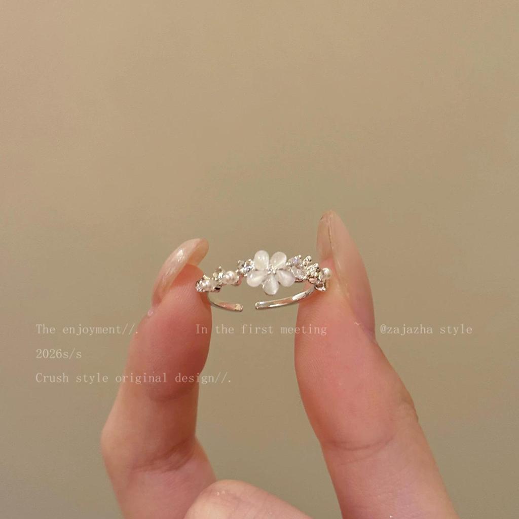 Stylish Silver Zircon Ring for Women - Light Luxury Open Design, Perfect for Index Finger