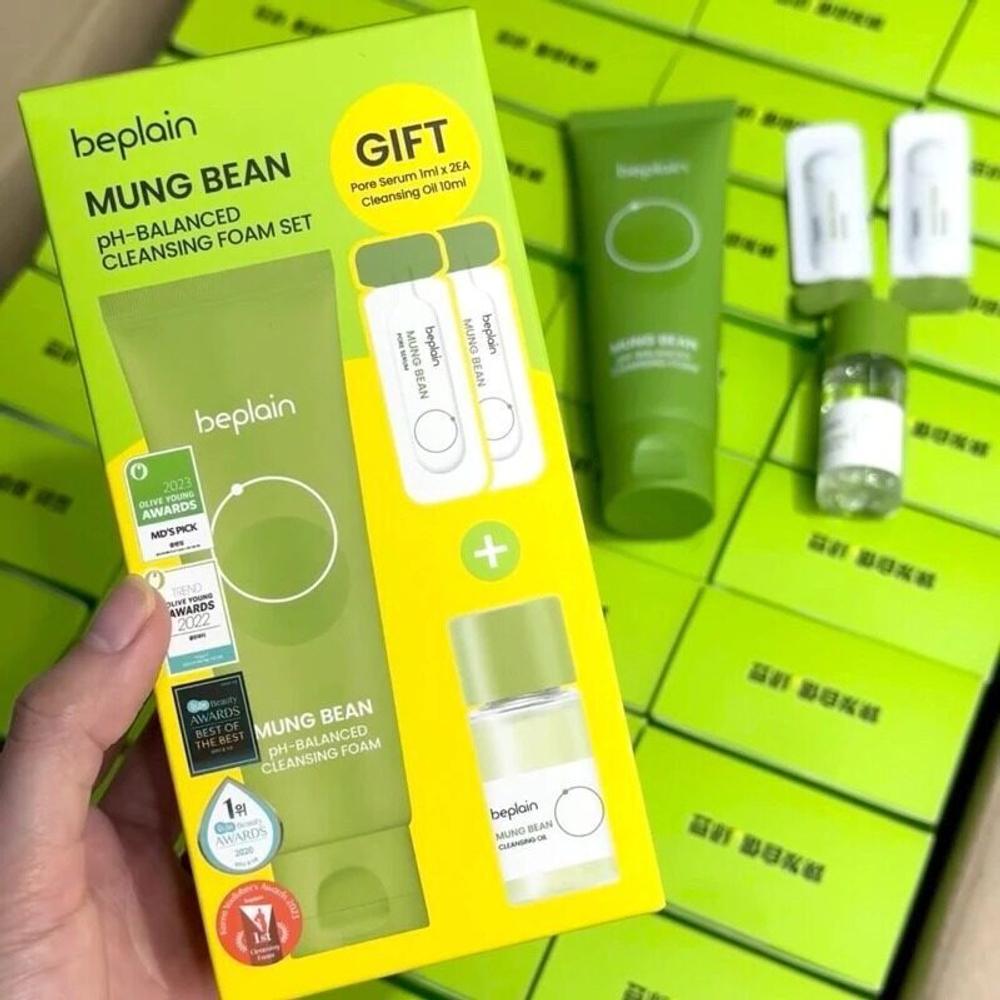 BEPLAIN Mung Bean pH-balanced Cleansing Foam Set / Deep Cleansing, Moisturizing, Korean Cosmetics, Kbeauty