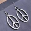 1 Pair Retro Peace Sign Pendant Earrings, Minimalist Oval Symbol Design, Suitable for Daily Wear and Gift Giving, Fashion Jewelry Accessory for Women