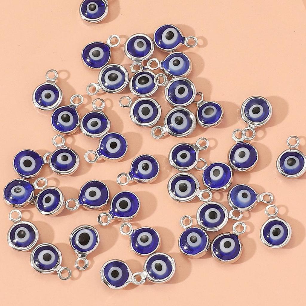40 blaue türkische Nazar-Anhänger für DIY-Halsketten-, Armband- & Ohrring-Bastelarbeiten