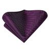 Hi-Tie Men's Silk Tie Plain Ties Satin Solid Color Dark Violet Prom Party Wedding Set