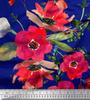 Soimoi Japan Crepe Satin Fabric Leaves & Poppy Flower Print Sewing Fabric Metre 42 Inch