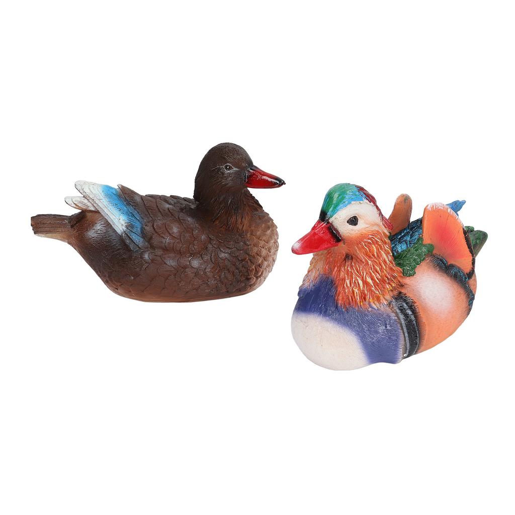 2PCS Floating Mandarin Statue Resin Cute Animal Decor Sculpture Ornament for Outdoor Garden Pond