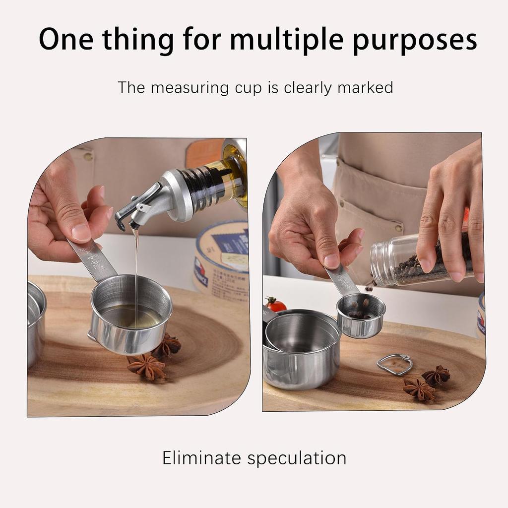 Stainless Steel Measuring Cups Set 5 Piece Kitchen Baking Cups with Engraved Measurements for Accurate Cooking