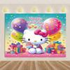 Kawaii Hello Kitty Pink Graffiti In Urban Streets Print Tapestry Bedroom Decoration  Celebration Background Design Holiday Party