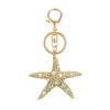Keychain Pendant Rhinestones Inlaid Starfish Design Key Chain with Lobster Clasp Bag Charm Backpack Accessory