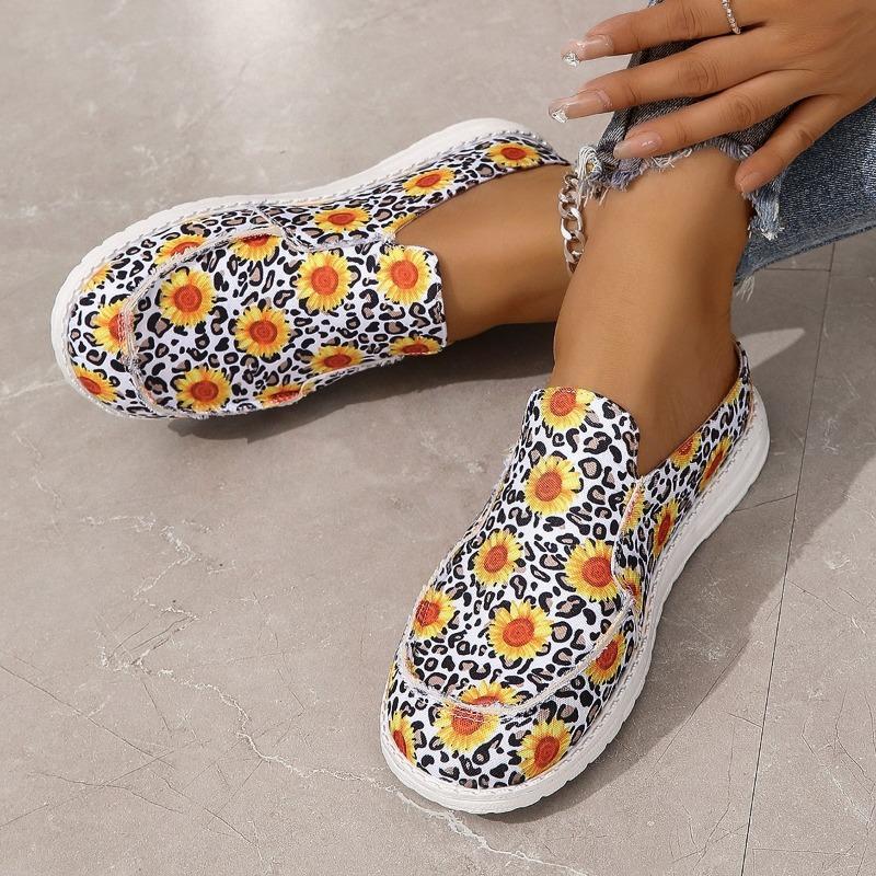 Shoes for Women Spring and Autumn Women's Flats Mixed Colors Round Toe Leopard Print Low-heeled Casual Shoes Women