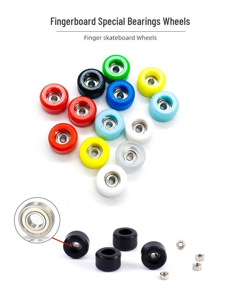 Multi-Color Fingerboard Wheels with Bearings - 4-Pack Professional Upgrade