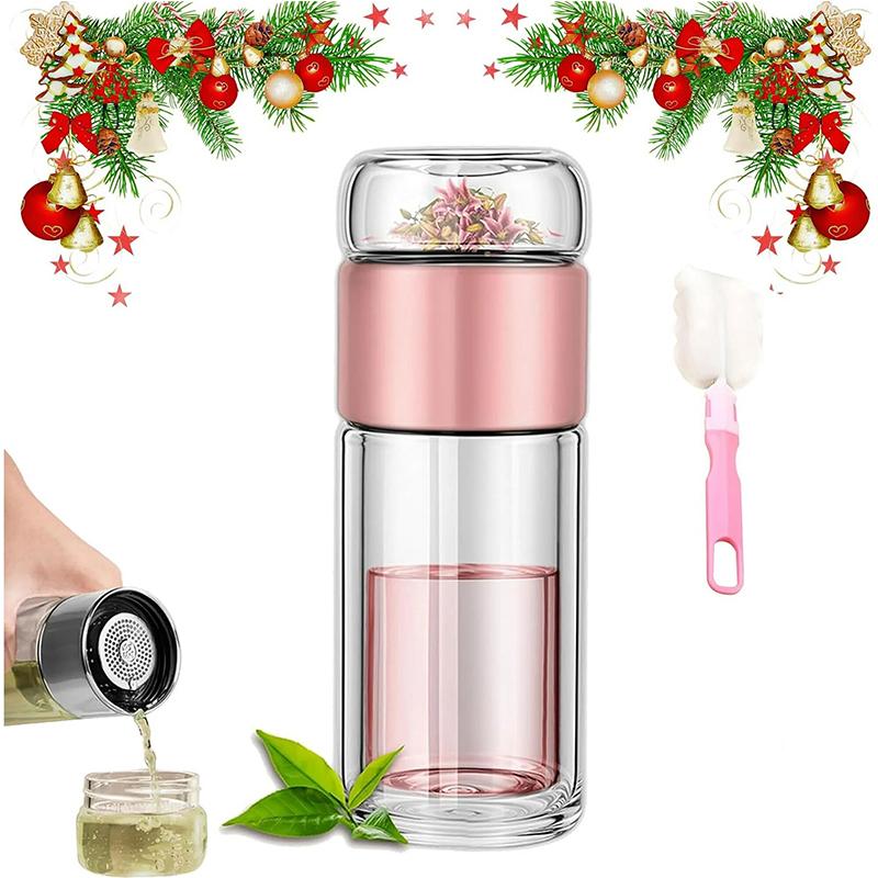 1pc Tea InfuserBottle Double Layer Leakage Proof Glass Water Bottle Separation of Tea and Water Mug Cup for Office Travel Home