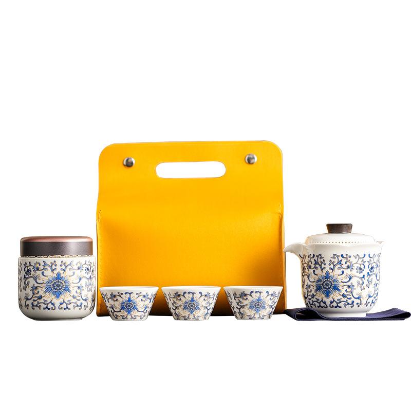 Travel Tea Set, Twisted Lotus Set, Outdoor Kung Fu Tea Set, Chinese Express Cup, Holiday Business Gift Commemoration