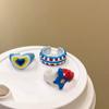 Dopamine Opening Finger Ring Adjustable Heart Ring Fashionable Glaze Ring  Party Favors