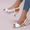 Spring Summer Autumn Fashion Women's Mesh High Heel Sandals Peep Toe Buckle Strap Slingback Shoes Party Versatile Dress Sandals Soft