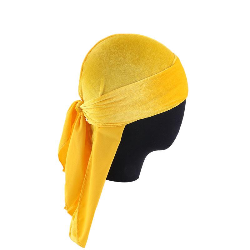Vintage Velvet Durag Solid Color Lace Up Head Wraps Soft Bandana Elastic Turban Cap Comfortable Cycling Hats For Women & Men