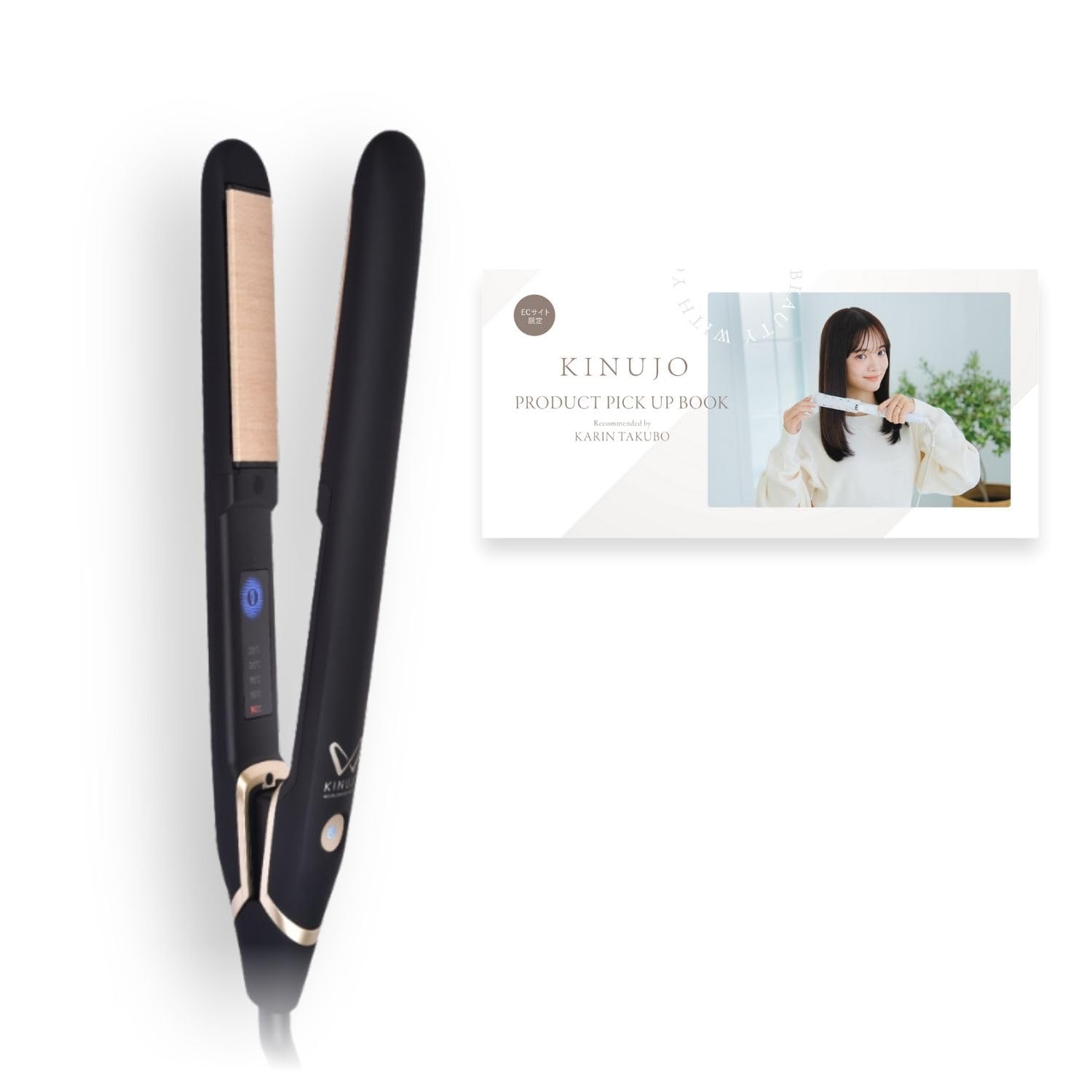 

[Official E-commerce Exclusive Collaboration Guidebook Included] KINUJO World Hair Iron, Black. Achieve lustrous, straight hair with Silk Plate®. Inte