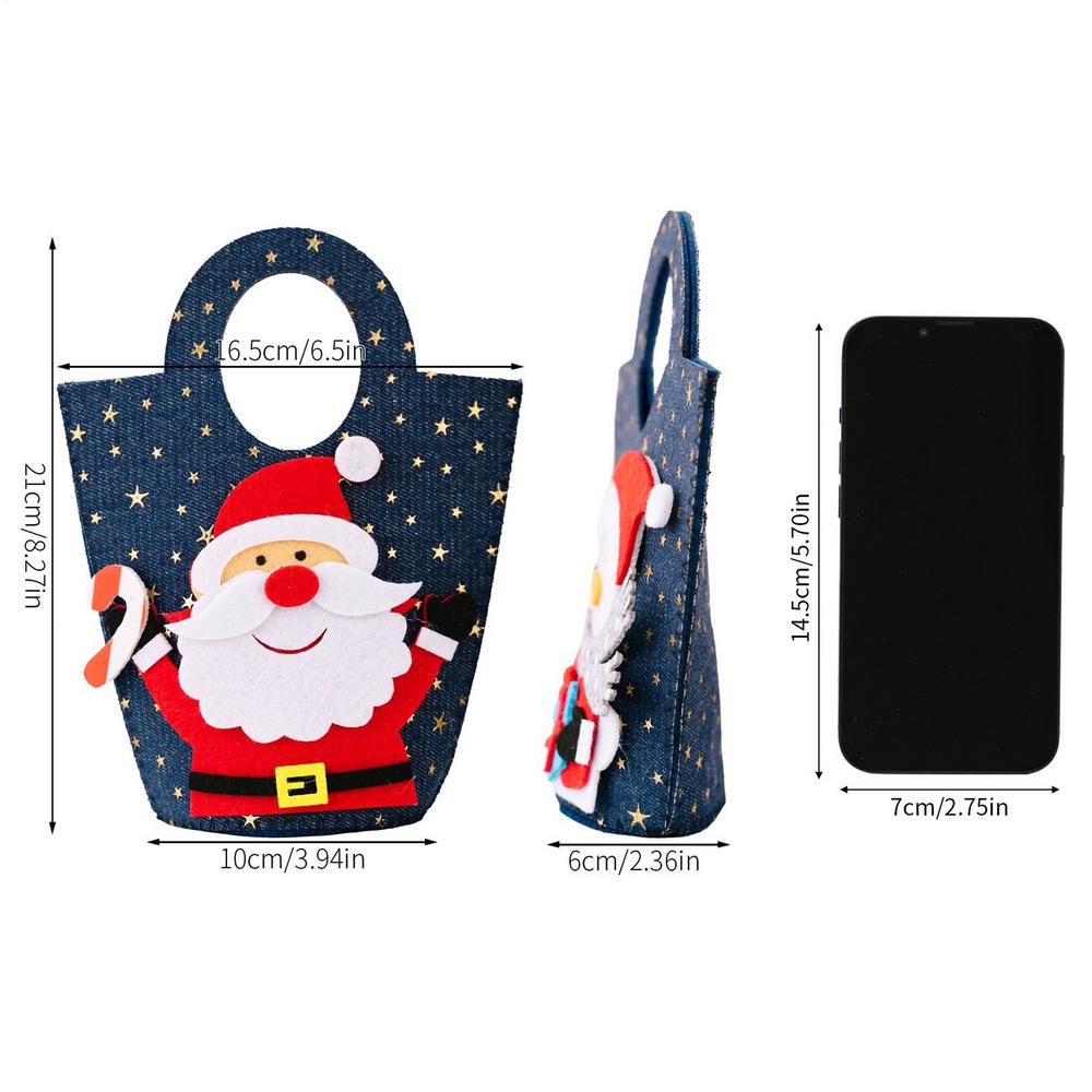 

Christmas Goodie Bag 4 Pieces Denim Christmas Eve Goodie Bag Reusable Tote For Cake Prizes Chocolates Beer Bottles Holiday Other синий