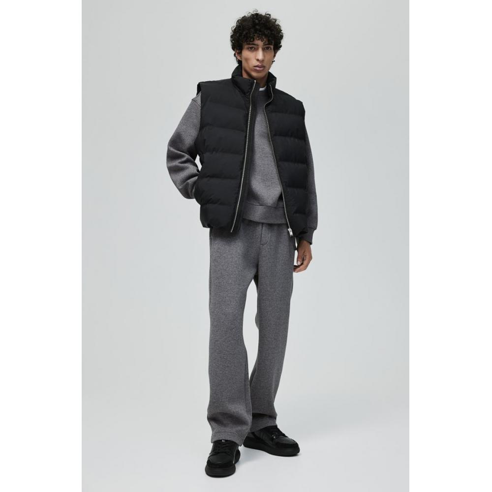 

H M Ribbed Jogger Pants Regular Fit Dark Grey XS