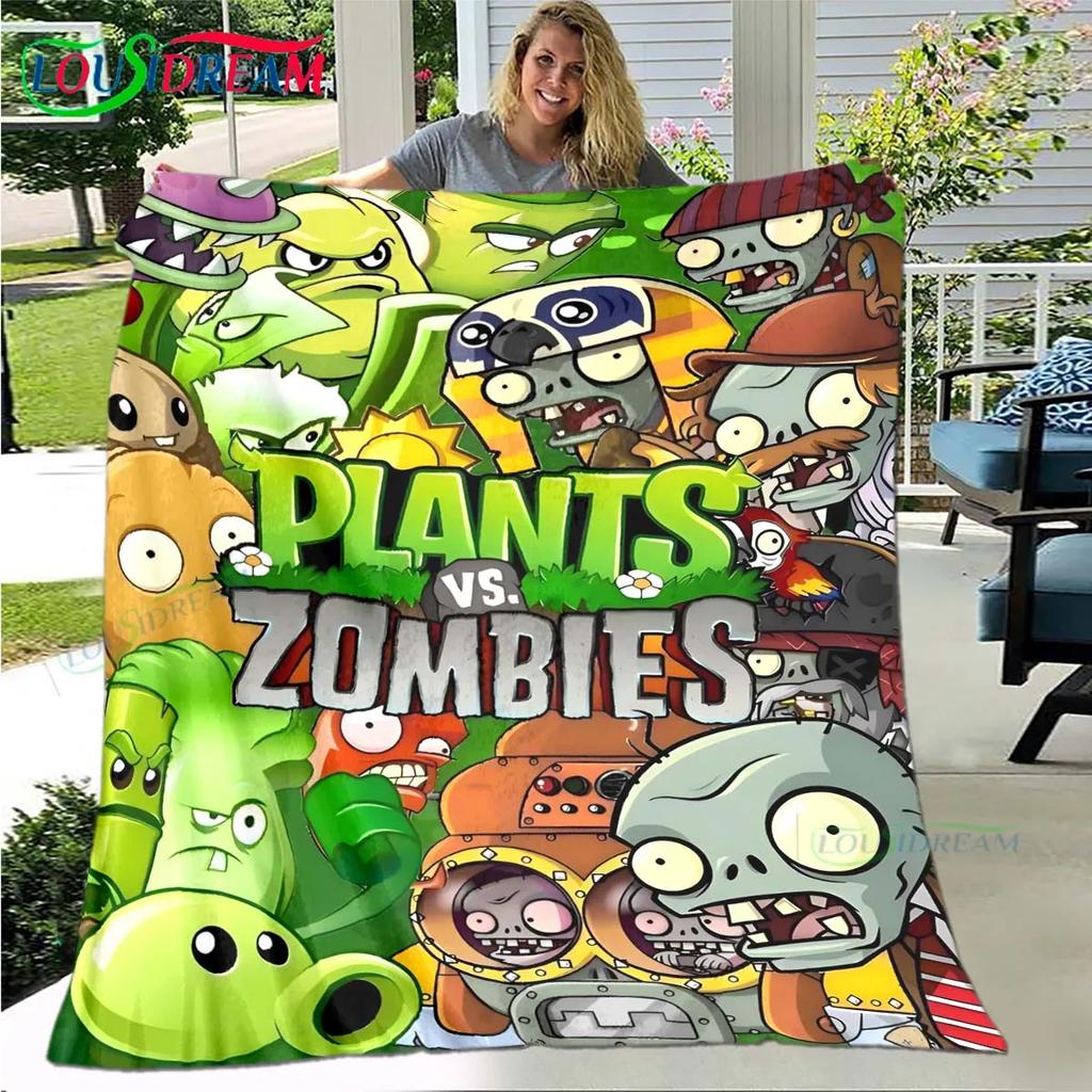Hot Puzzle Games P-plant Vs Z-zombiee Flannel Children Blanket Sofa Bed Decoration Blanket Portable Blanket Bath Towel Gift