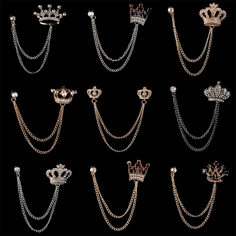 Korean Luxury Rhinestone Crown Brooch Pin Men's Brooches Jewelry Garment Accessories for Men Jewelry Accessories