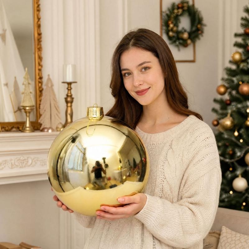 Large Gloss Golden Christmas Ball Ornament Shatterproof Plastic Decorative Baubles For Christmas Tree Wreath Home Decoration