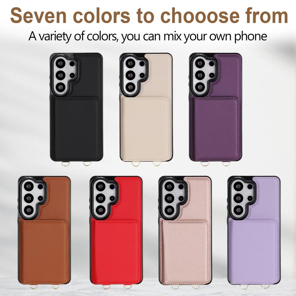 Crossbody Lanyard Credit Cards Wallet Leather Case for Samsung Galaxy S26 S25 Plus S24 FE S23 Ultra S22 S21 Strap Flip Cover