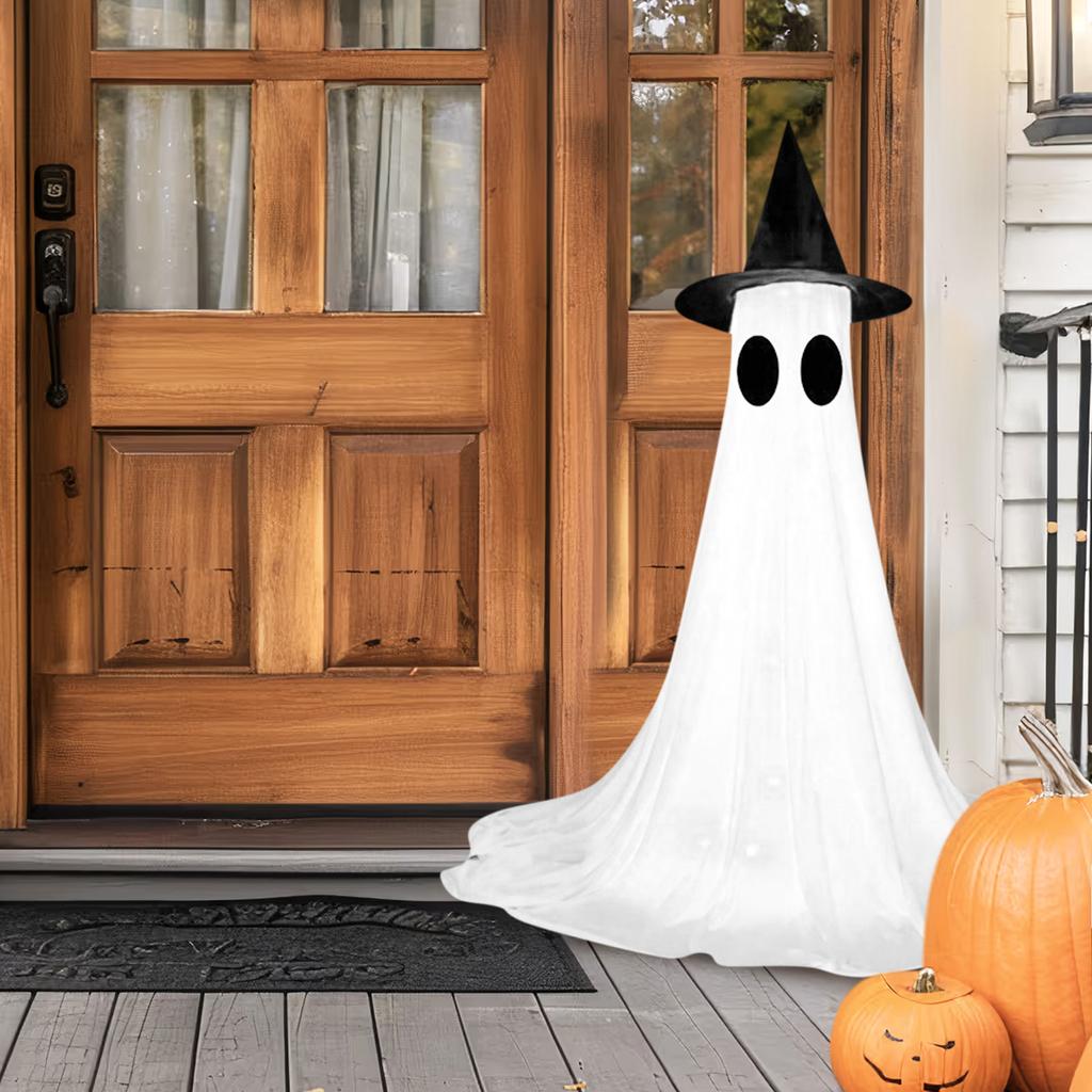 2 Packs Halloween Decorations Outdoor, USB Powered Decor Kit With Remote Controlled String Lights, Easy Ghosts Halloween Decorations