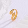 Gold-Plated Snake-Shaped Titanium Steel Adjustable Ring for Women - Retro, Colorfast, European & American Fashion.