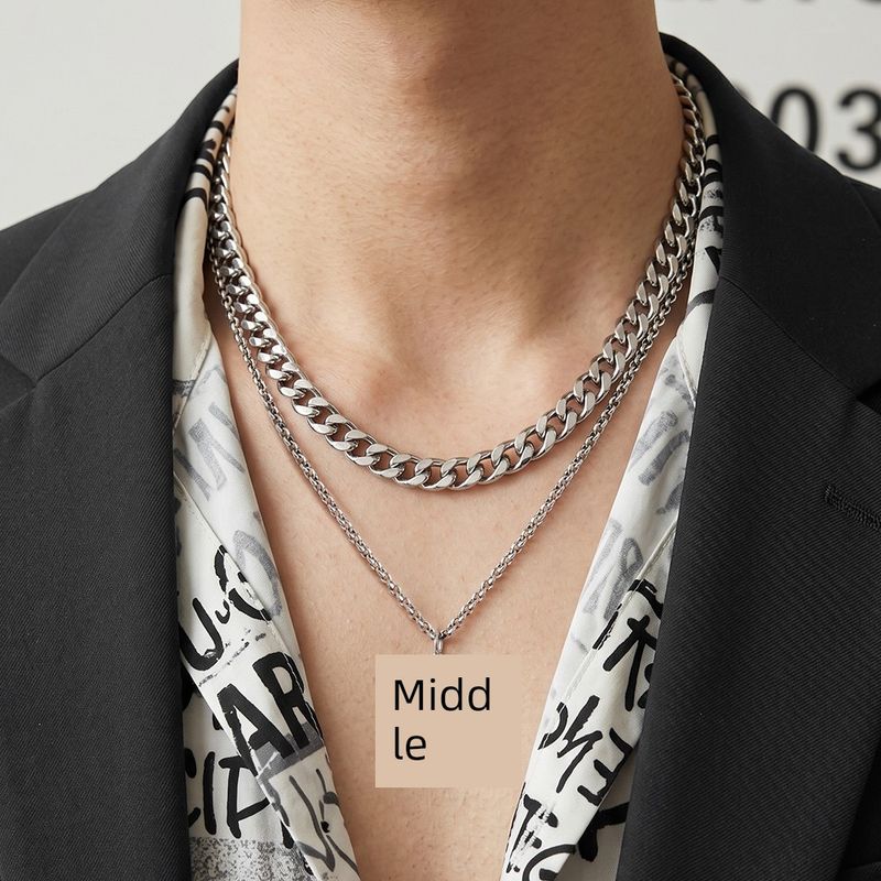 INS Cross Pendant Titanium Steel Women's High Street Cuban Link Chain